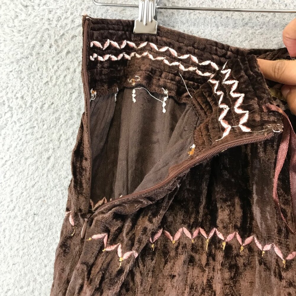 Chaudry KC Y2K Velvet Embellished Boho Maxi Skirt size M - Picture 3 of 10